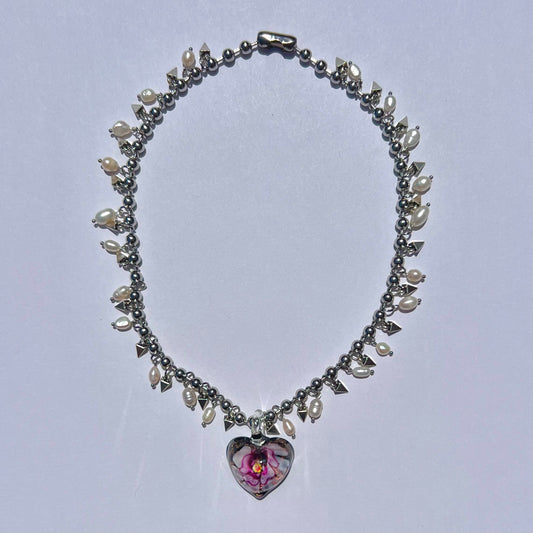 Pearly Spiked Garden (Purple) Necklace
