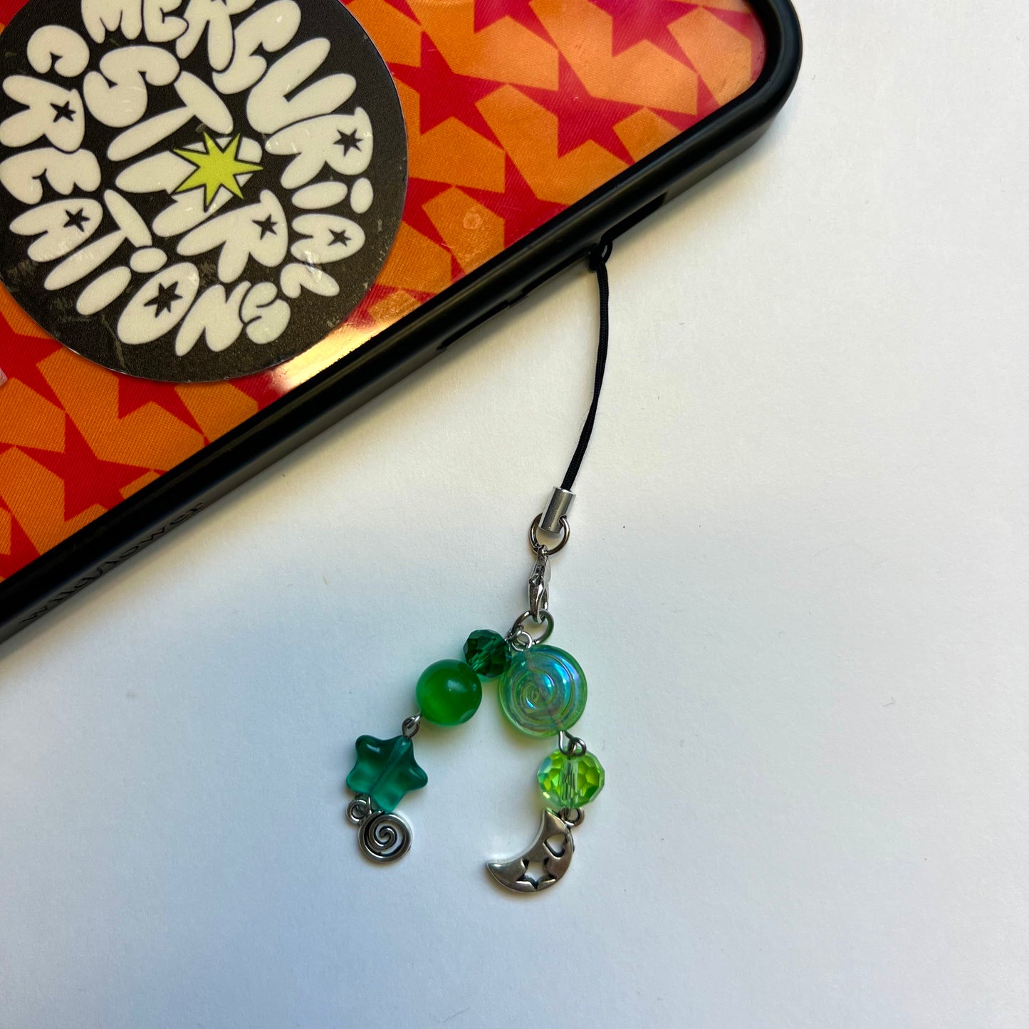 Green Sparkles Phone Charm